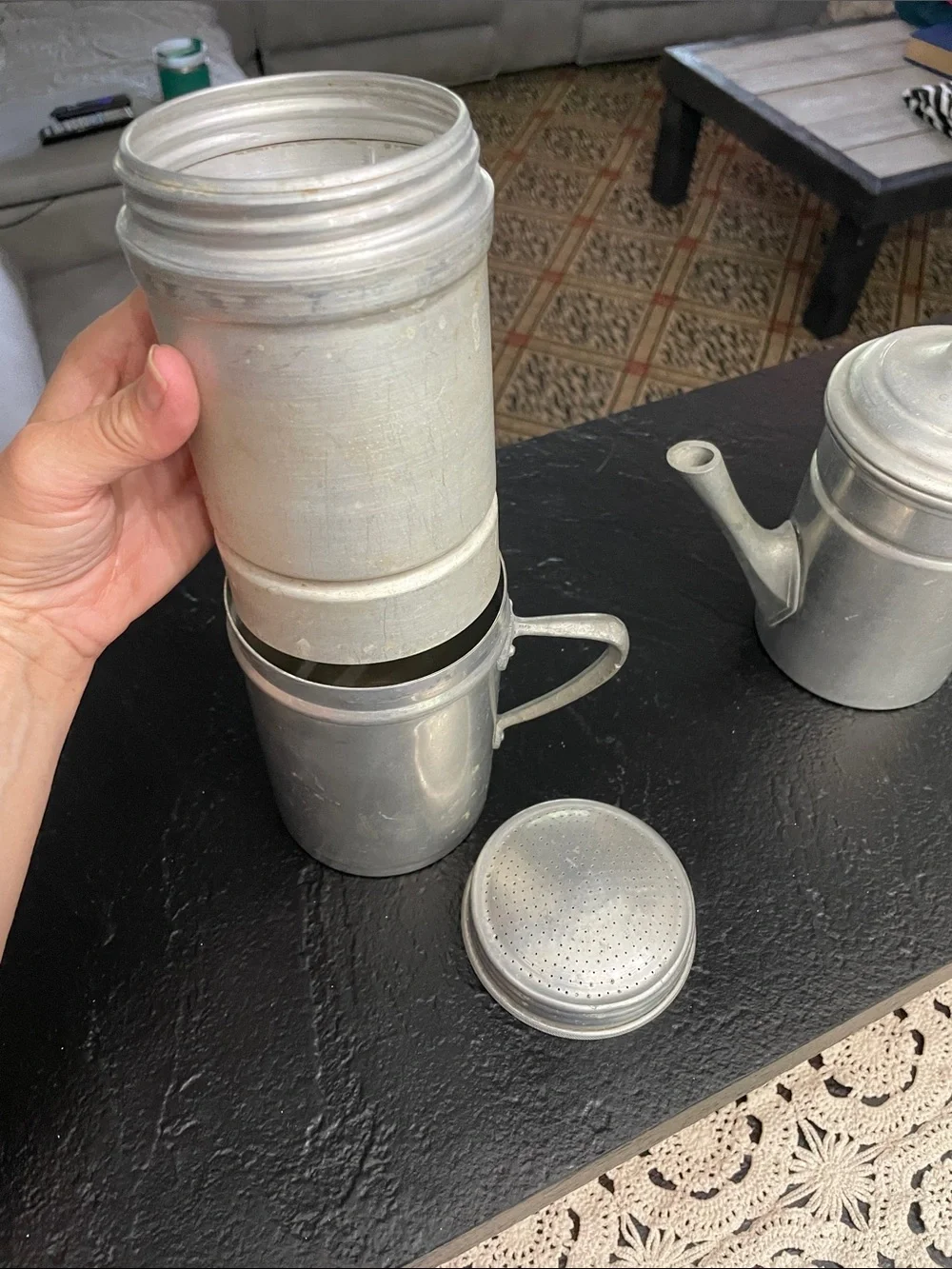Vintage-Style Metal Coffee Set - Silver/Aluminum GV Made in Italy 2 pc set